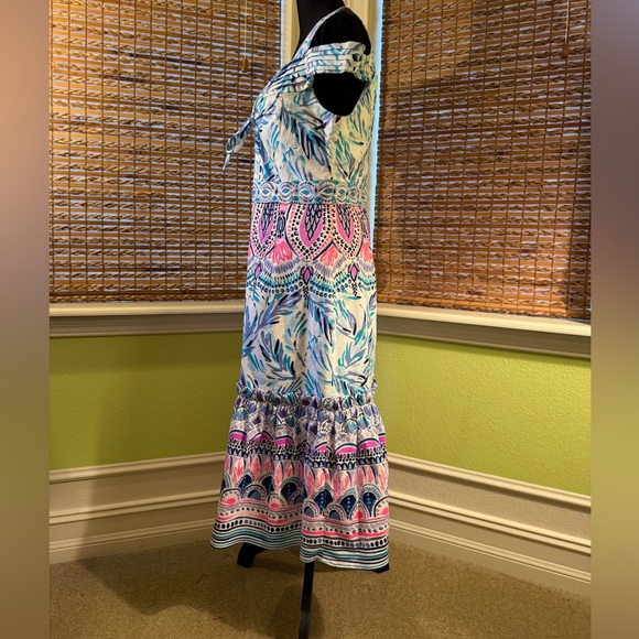 Lilly Pulitzer Blue and Pink Patterned Midi Dress - Picture 3 of 5
